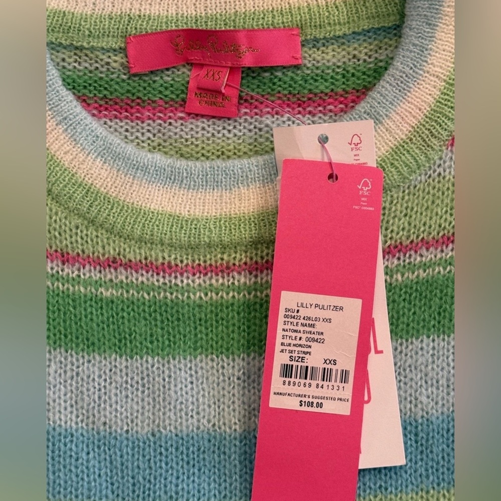 NWT Lilly Pulitzer Wool Striped Sweater XXS New Preppy - Picture 5 of 6